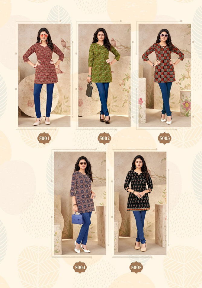 Omisha Vol 5 By Balaji Cotton Tunic Style Short Kurti Wholesale Shop In Surat